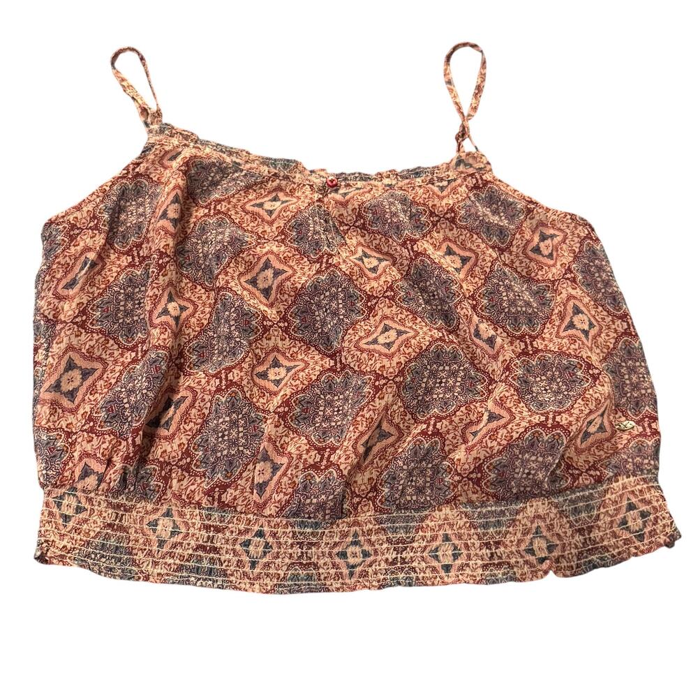 American Eagle Outfitters Paisley Print Spaghetti Strap Tank in Rust and Navy